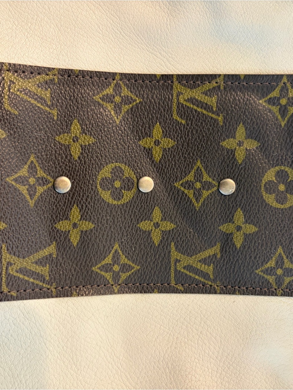 Beaudin Caroline Crossbody Cream and Brown Bag with Repurposed LV Monogram Panel - Picture 11 of 11